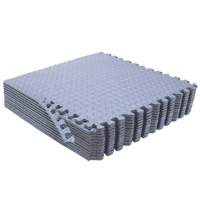 HTTMT- 12X(48 Sqft) Gray Gym Floor Mat 24x24 EVA Foam Interlocking Exercise Fitness Puzzle Floor Gym Yoga Mat Workout Pad [P/N: MTET-HOME012-12PC]
