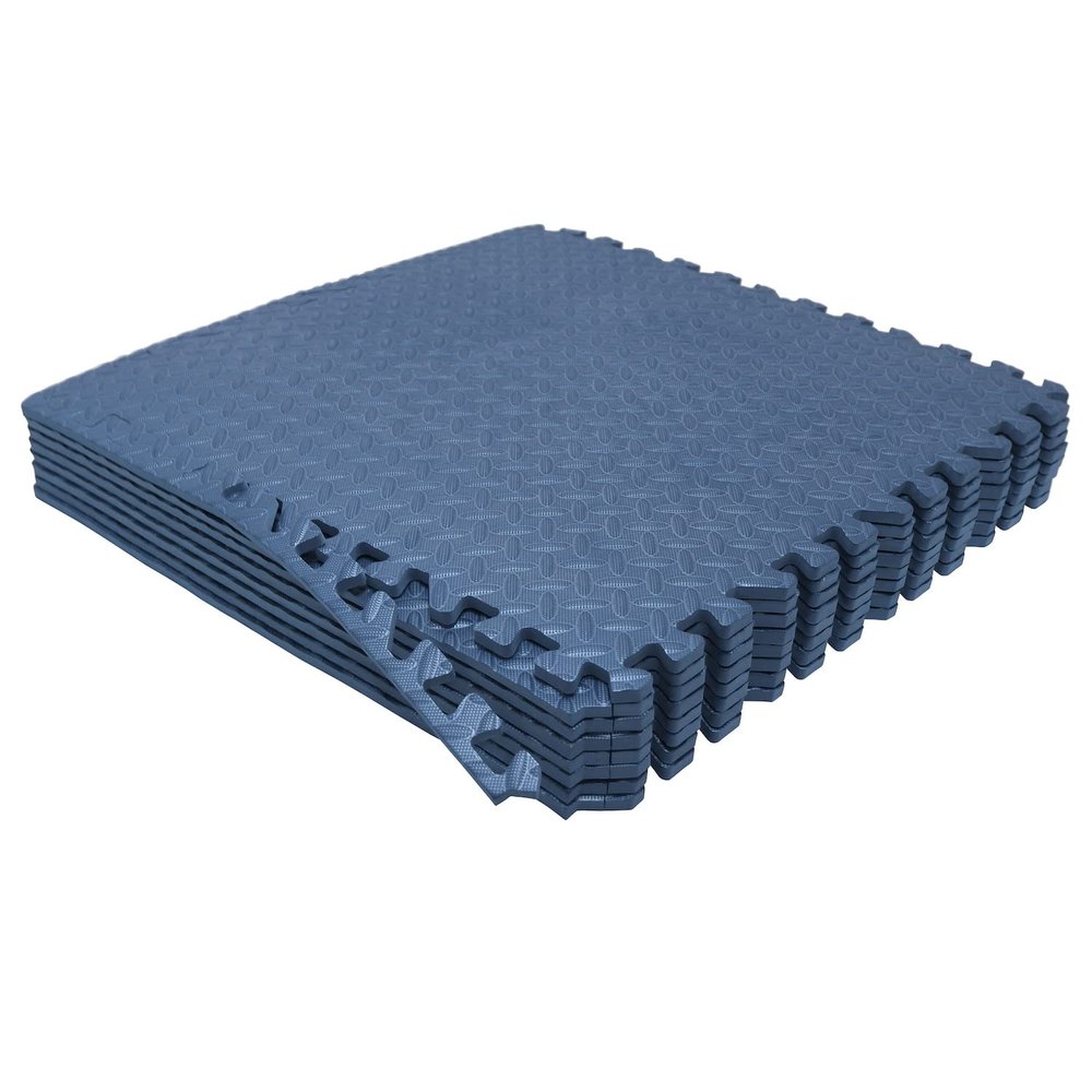 HTTMT- 8X(32 Sqft) Blue Gym Floor Mat 24x24 EVA Foam Interlocking Exercise Fitness Puzzle Floor Gym Yoga Mat Workout Pad [P/N: MTET-HOME012-8PC]