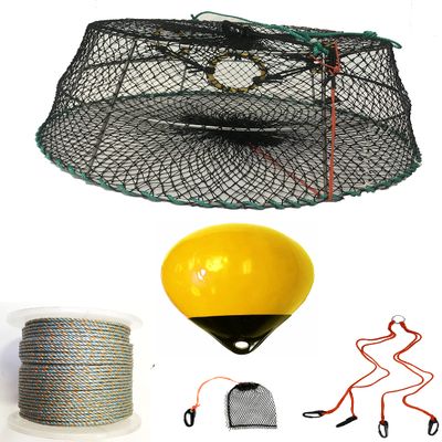 KUFA Sports Tower Style Prawn Trap with 400' Rope, Yellow Float, Bait Bag & Harness Combo (CT77+PBQ30Y+HA2)