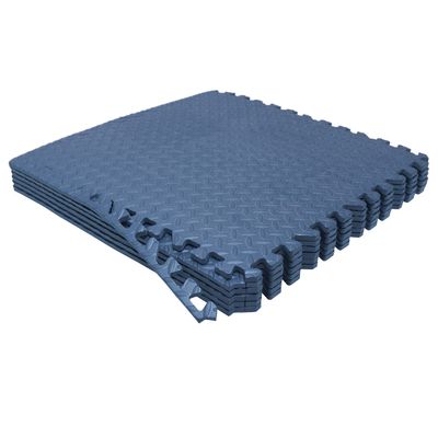 HTTMT- 6X(24 Sqft) Blue Gym Floor Mat 24x24 EVA Foam Interlocking Exercise Fitness Puzzle Floor Gym Yoga Mat Workout Pad [P/N: MTET-HOME012-6PC]