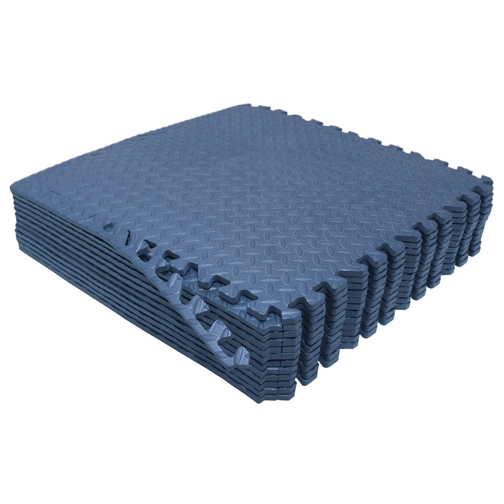 HTTMT- 12X(48 Sqft) Blue Gym Floor Mat 24x24 EVA Foam Interlocking Exercise Fitness Puzzle Floor Gym Yoga Mat Workout Pad [P/N: MTET-HOME012-12PC]