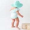 RuffleButts Baby/Toddler Girls UPF 50+ Sun Protective Wide Brim Swimwear Sun Hat - Vintage Aqua, 3T-5 view 3