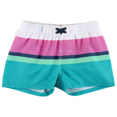 RUGGEDBUTTS Boys UPF50+ Sun Protection Striped Color Block Swim Trunks - Blue, 3-6m