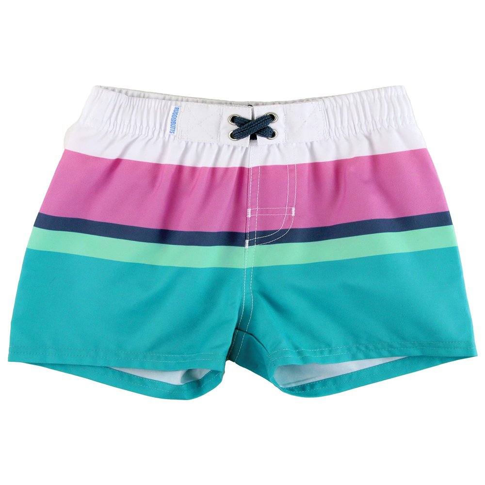 RUGGEDBUTTS Boys UPF50+ Sun Protection Striped Color Block Swim Trunks - Blue, 3-6m