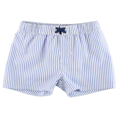 RUGGEDBUTTS Boys UPF50+ Sun Protection Seersucker Swim Trunks - Periwinkle Blue Seersucker, 7