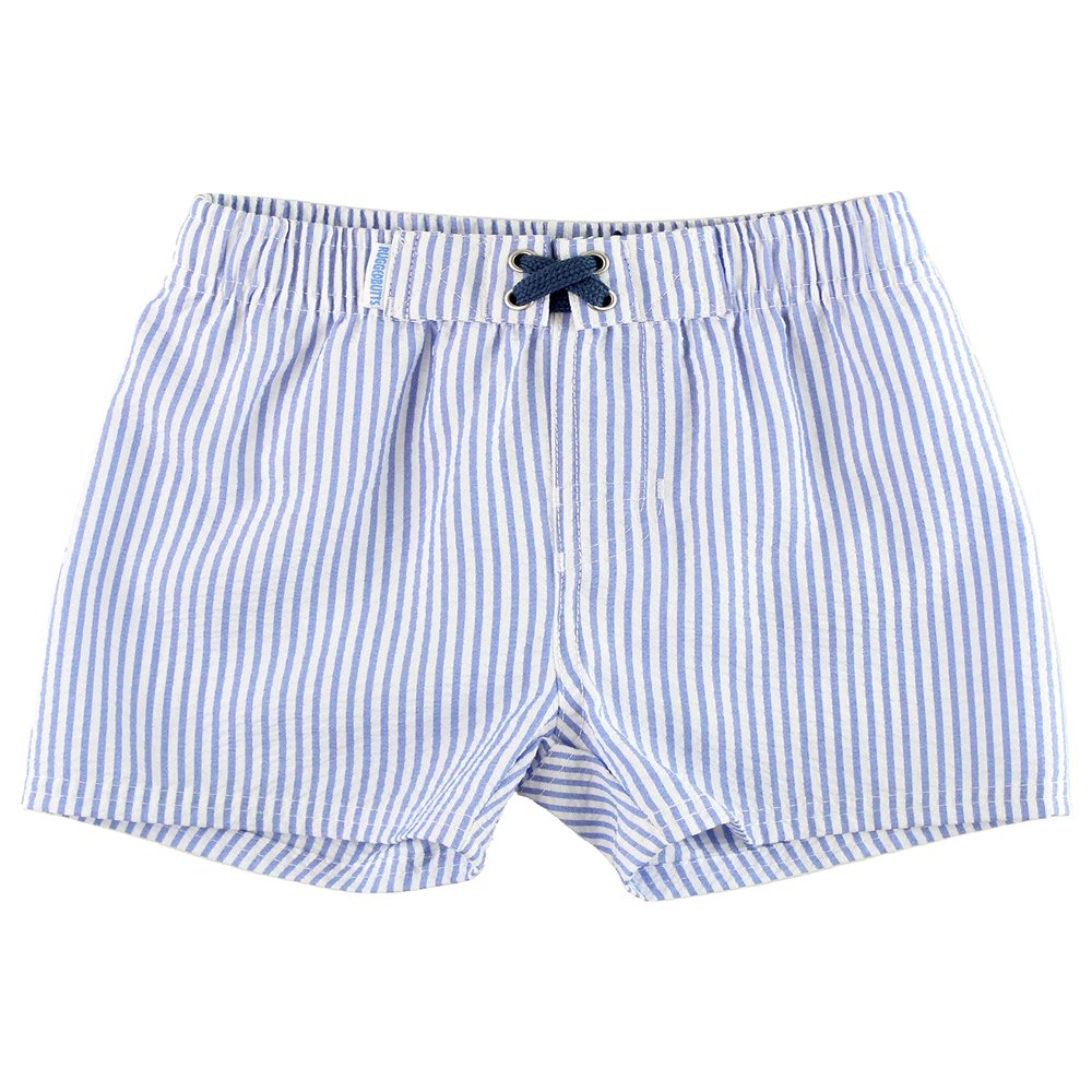 RUGGEDBUTTS Boys UPF50+ Sun Protection Seersucker Swim Trunks - Periwinkle Blue Seersucker, 7