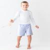 RUGGEDBUTTS Boys UPF50+ Sun Protection Seersucker Swim Trunks - Periwinkle Blue Seersucker, 7 view 2