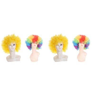 Curly Afro Wigs 4 Pcs Halloween Clown halloween props wig Costume Wig Holiday Halloween Rainbow Wig