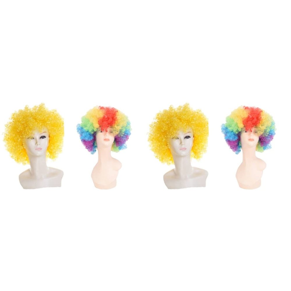Curly Afro Wigs 4 Pcs Halloween Clown halloween props wig Costume Wig Holiday Halloween Rainbow Wig