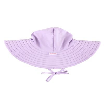 RuffleButts Baby/Toddler Girls UPF 50+ Sun Protective Wide Brim Swimwear Sun Hat - Lavender, 12m-2T