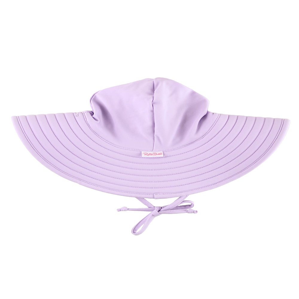 RuffleButts Baby/Toddler Girls UPF 50+ Sun Protective Wide Brim Swimwear Sun Hat - Lavender, 12m-2T