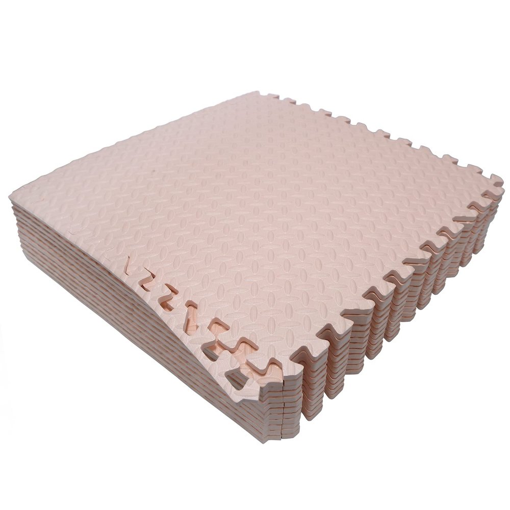 HTTMT- 12X(48 Sqft) Pink Gym Floor Mat 24x24 EVA Foam Interlocking Exercise Fitness Puzzle Floor Gym Yoga Mat Workout Pad [P/N: MTET-HOME012-12PC]