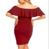 AONESX Off Shoulder Maternity Dresses for Baby Shower Photoshoot, Pregnancy Dress Red XL view 4
