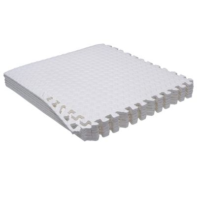 HTTMT- 6X(24 Sqft) White Gym Floor Mat 24x24 EVA Foam Interlocking Exercise Fitness Puzzle Floor Gym Yoga Mat Workout Pad [P/N: MTET-HOME012-6PC]