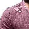Men's Crew Neck Ripped T-Shirts Casual Muscle Workout Athletic Shirt Solid Color Short Sleeve Destroyed Holes Tee (Purple,Small) view 2