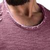 Men's Crew Neck Ripped T-Shirts Casual Muscle Workout Athletic Shirt Solid Color Short Sleeve Destroyed Holes Tee (Purple,Small) view 3