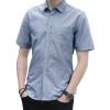 Maiyifu-GJ Men's Solid Short Sleeve Oxford Shirt Lightweight Summer Regular Fit Shirt Casual Slim Button Down Dress Shirts (Grey,3X-Large) view 1
