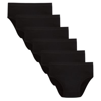 Winging Day Packs of 6 Big Girls Panties Solid Black Underwear Size 16