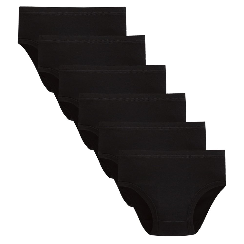 Winging Day Packs of 6 Big Girls Panties Solid Black Underwear Size 16