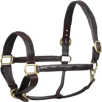 SIE English Horse Leather Braided Brown Halter (Full)