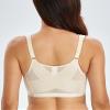 Lemorosy Women's Plus Size Full Coverage Front Closure Posture Back Unpadded Wireless Double Support Minimizer Bra (Beige, 40G) view 2