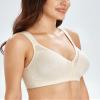 Lemorosy Women's Plus Size Full Coverage Front Closure Posture Back Unpadded Wireless Double Support Minimizer Bra (Beige, 40G) view 4
