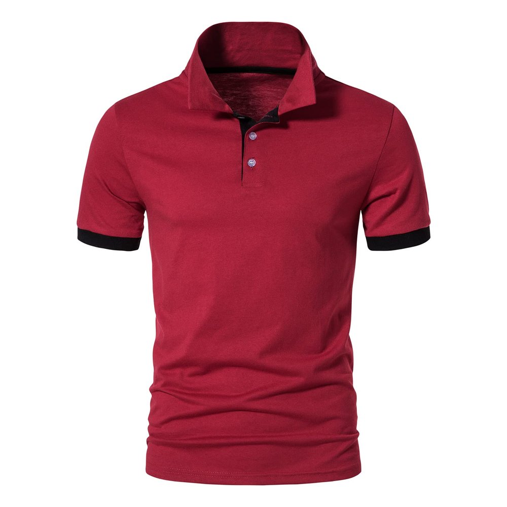 Golf Polo Shirts for Men Lightweight Color Block Short Sleeve Shirt Casual Slim Fit Athletic Tennis T-Shirt (Red,Large)