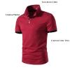 Golf Polo Shirts for Men Lightweight Color Block Short Sleeve Shirt Casual Slim Fit Athletic Tennis T-Shirt (Red,Large) view 2