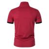Golf Polo Shirts for Men Lightweight Color Block Short Sleeve Shirt Casual Slim Fit Athletic Tennis T-Shirt (Red,Large) view 3