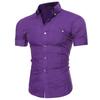 Men's Slim Fit Short Sleeve Dress Shirts Casual Business Button Down Shirt Lightweight Solid Shirts with Pocket (Purple,XX-Large) view 2