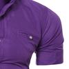 Men's Slim Fit Short Sleeve Dress Shirts Casual Business Button Down Shirt Lightweight Solid Shirts with Pocket (Purple,XX-Large) view 4