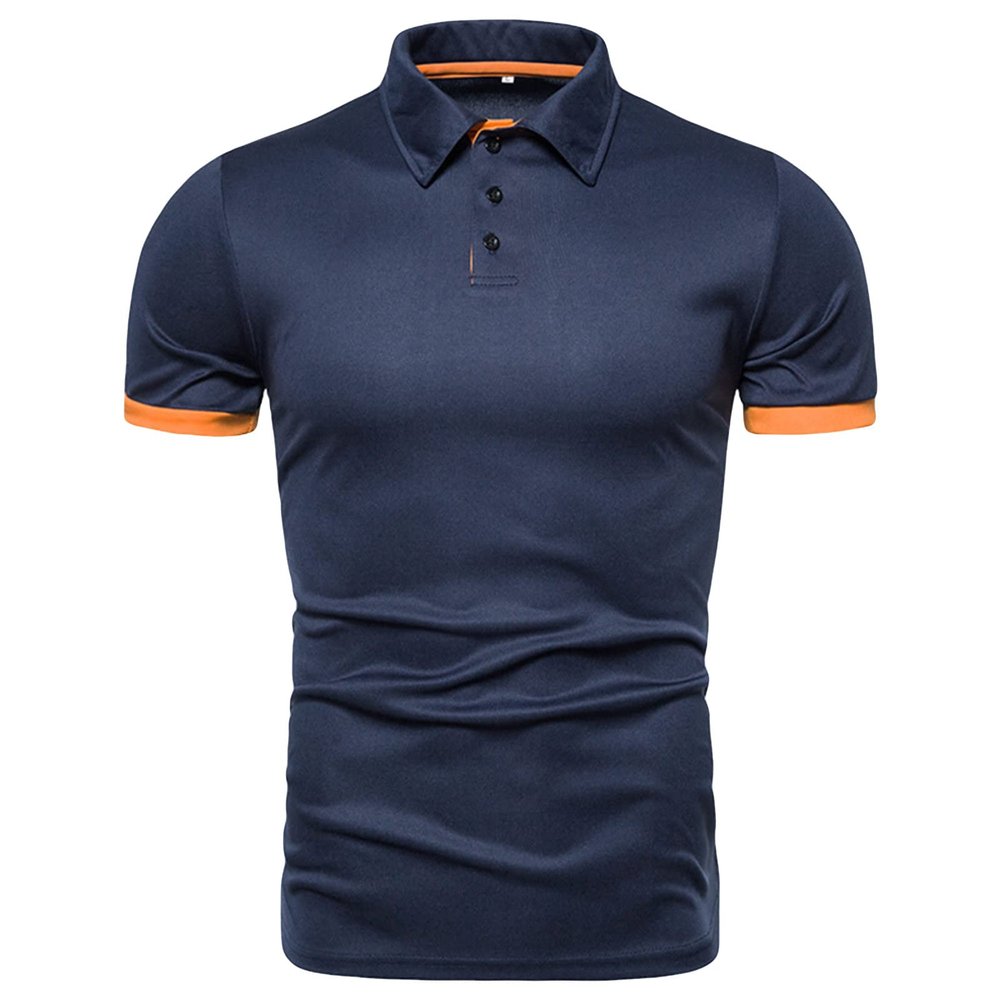 Maiyifu-GJ Men's Regular Fit Short Sleeve Polo Shirt Slim Fit Button Down Golf Shirts Classic Basic Casual Solid Soft T Shirt (Dark Blue,XX-Large)