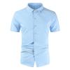 Maiyifu-GJ Men's Regular Fit Short Sleeve Dress Shirt Solid Business Casual Shirts Lightweight Slim Fit Button Down Shirt (Light Blue,Large) view 1