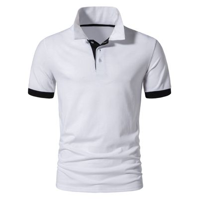 Maiyifu-GJ Golf Polo Shirts for Men Lightweight Color Block Short Sleeve Shirt Casual Slim Fit Athletic Tennis T-Shirt (White,Medium)