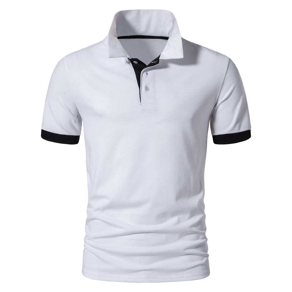 Maiyifu-GJ Golf Polo Shirts for Men Lightweight Color Block Short Sleeve Shirt Casual Slim Fit Athletic Tennis T-Shirt (White,Medium)