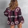 chouyatou Women's Tribal Aztec Print Sweater Open Front Knitted Jacquard Cardigan Sweater (Large, Purple) view 2