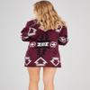 chouyatou Women's Tribal Aztec Print Sweater Open Front Knitted Jacquard Cardigan Sweater (Large, Purple) view 4