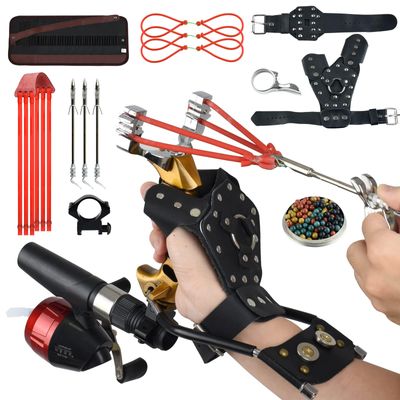 JTXCDFHMJ Slingshot,Wrist Support Rocket Fishing and Hunting,Dual Purpose Slingshot for Hunting Hand (Gold Right)