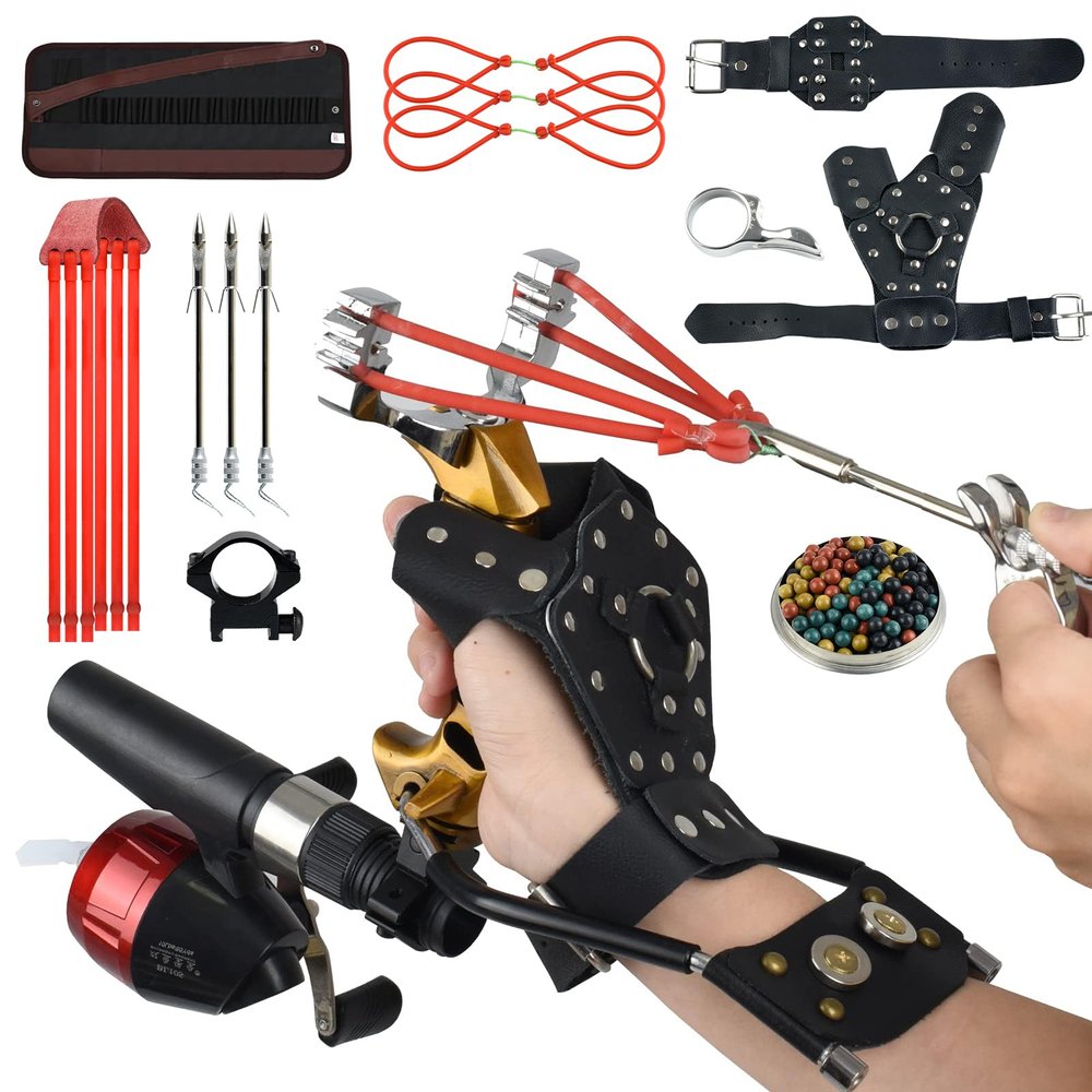 JTXCDFHMJ Slingshot,Wrist Support Rocket Fishing and Hunting,Dual Purpose Slingshot for Hunting Hand (Gold Right)