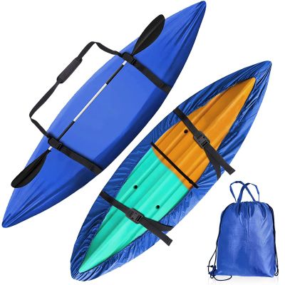 Universal Kayak Covers, UV Protection Canoe Cover 420D Oxford Protection Storage Dustproof Cover UV Protection Sunblock Shield for Fishing Boat Kayak Canoe,Blue,Fit 3.6to4m