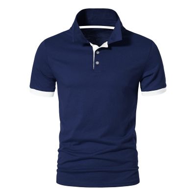 Maiyifu-GJ Golf Polo Shirts for Men Lightweight Color Block Short Sleeve Shirt Casual Slim Fit Athletic Tennis T-Shirt (Dark Blue,Large)