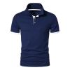 Maiyifu-GJ Golf Polo Shirts for Men Lightweight Color Block Short Sleeve Shirt Casual Slim Fit Athletic Tennis T-Shirt (Dark Blue,Large) view 1