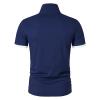 Maiyifu-GJ Golf Polo Shirts for Men Lightweight Color Block Short Sleeve Shirt Casual Slim Fit Athletic Tennis T-Shirt (Dark Blue,Large) view 3