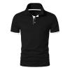 Golf Polo Shirts for Men Lightweight Color Block Short Sleeve Shirt Casual Slim Fit Athletic Tennis T-Shirt (Black,Large) view 1