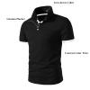 Golf Polo Shirts for Men Lightweight Color Block Short Sleeve Shirt Casual Slim Fit Athletic Tennis T-Shirt (Black,Large) view 3