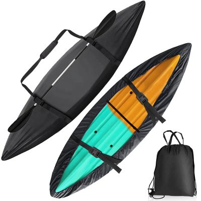 Universal Kayak Covers, UV Protection Canoe Cover 420D Oxford Protection Storage Dustproof Cover UV Protection Sunblock Shield for Fishing Boat Kayak Canoe,Black,Fit 5.6to6m