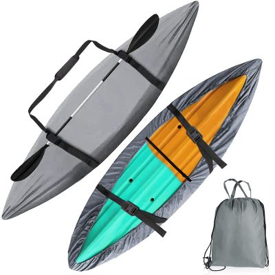 Universal Kayak Covers, UV Protection Canoe Cover 420D Oxford Protection Storage Dustproof Cover UV Protection Sunblock Shield for Fishing Boat Kayak Canoe,Gray,Fit 3.6to4m