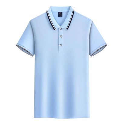 Maiyifu-GJ Men's Slim Fit Short Sleeve Polo Shirts Basic Classic Fit Casual Golf Tee Summer Business Cotton Pullover Shirt (Light Blue,Medium)