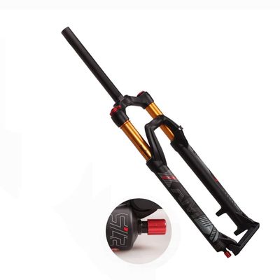 Jejy 1-1/8 Front Fork Rebound Adjust Bike, 26/27.5/29 Inch Magnesium Alloy Air Fork, Manual Lockout Straight Tube Black Threadless Steerer (Color : Black Gold, Size : 26)