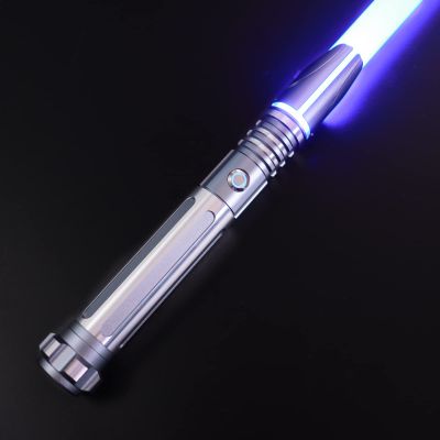 Dueling Light Saber, Motion Control Light Sabers for Adults,Smooth Swing Light Saber with 16 Sound Fonts,RGB 12 Colors Changeable, Metal Hilt for Halloween Cosplay Party,Birthday Xmas Gift, Grey,S9